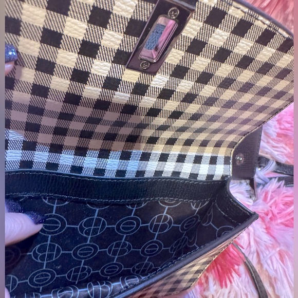 Henri Bendel Crossbody Wallet on a String Clutch Gingham Pebble Leather Rare - Picture 10 of 14